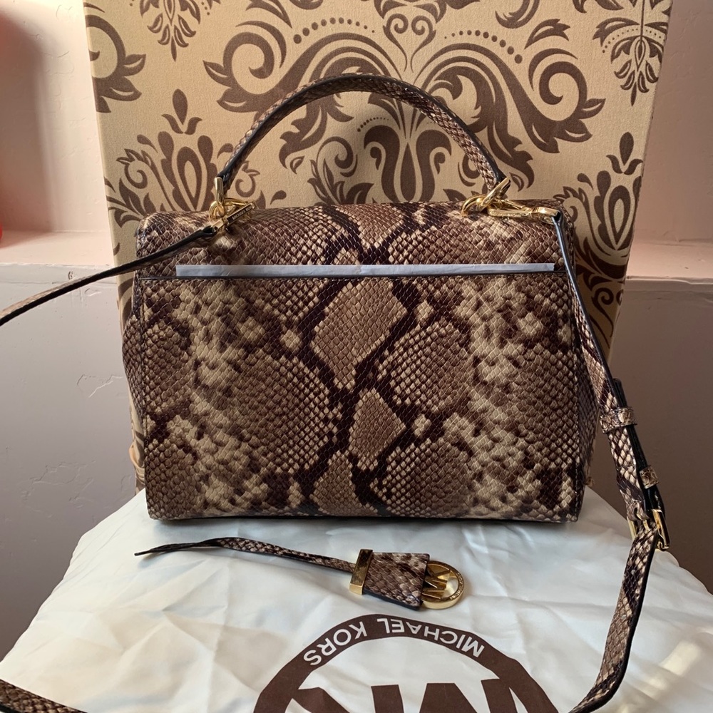 Nwot Michael Kors Ava Phyton Embossed Leather View 5
